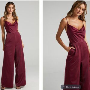 Together in Spirit Jumpsuit in Mulberry Satin